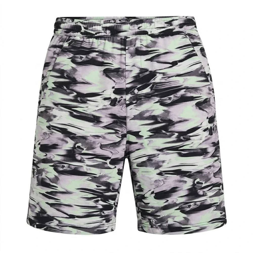 Lululemon Pace Breaker Men's MEDIUM Abstract Athletic Shorts Black Green -‎ CJ